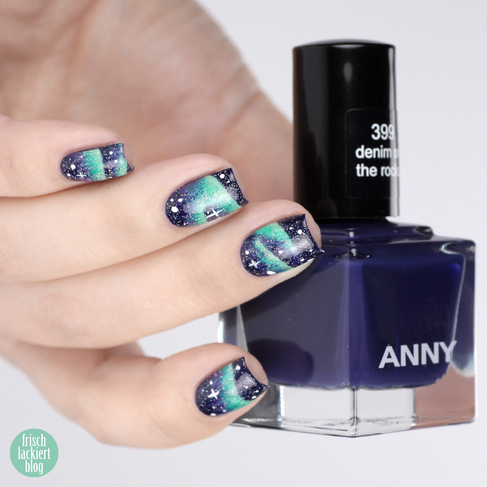 Frischlackiert-Challenge – Sterne und Nordlichter - northern lights aurora nailart tutorial – by frischlackiert