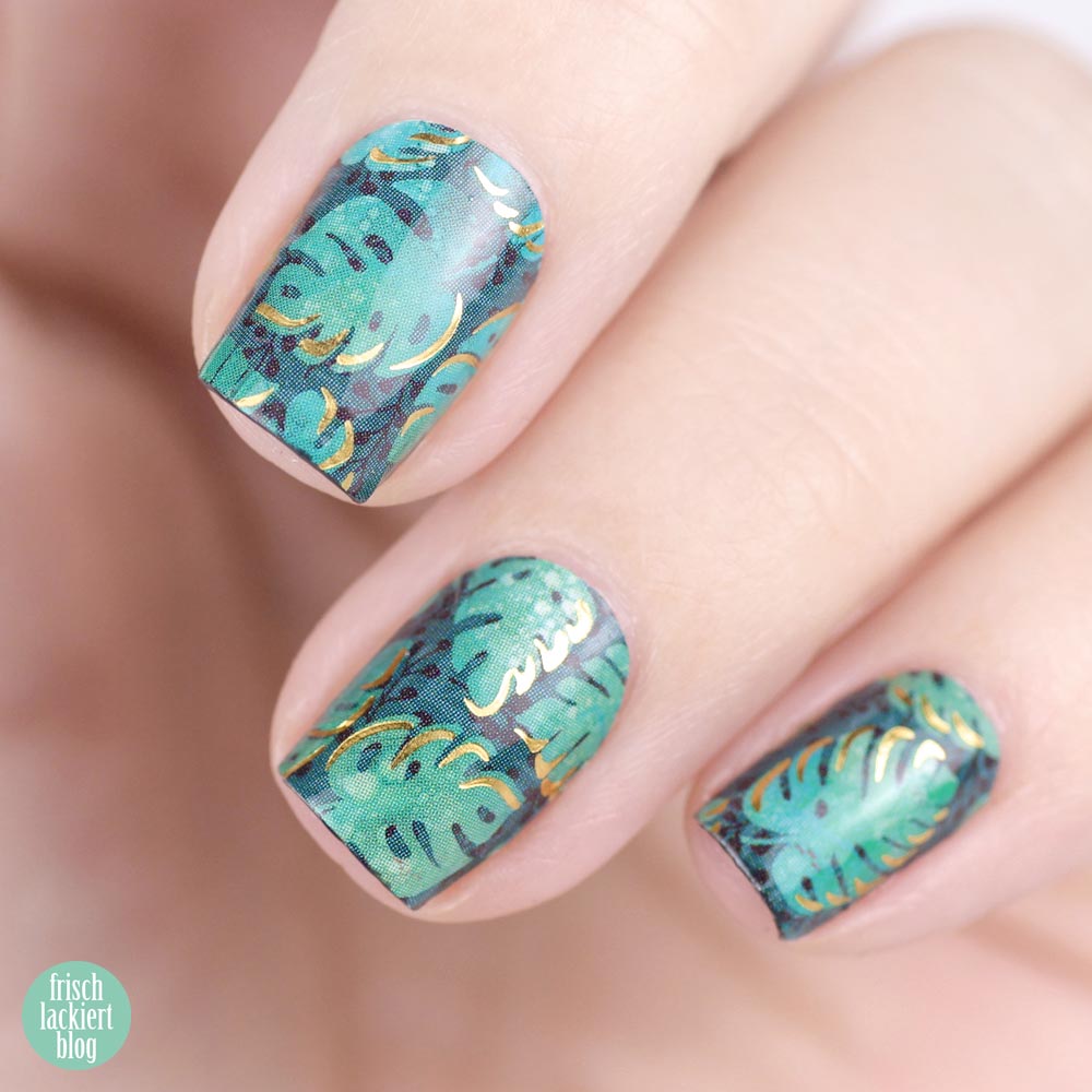 Sticker Gigant Adventskalender 2018 – Nailart Nagelsticker – Monsteragarten – Nageldesign in Grün und Gold – by frischlackiert