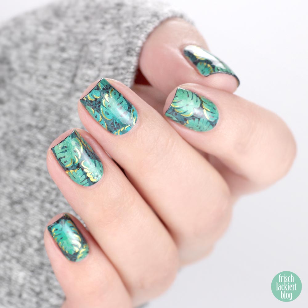 Sticker Gigant Adventskalender 2018 – Nailart Nagelsticker – Monsteragarten – Nageldesign in Grün und Gold – by frischlackiert