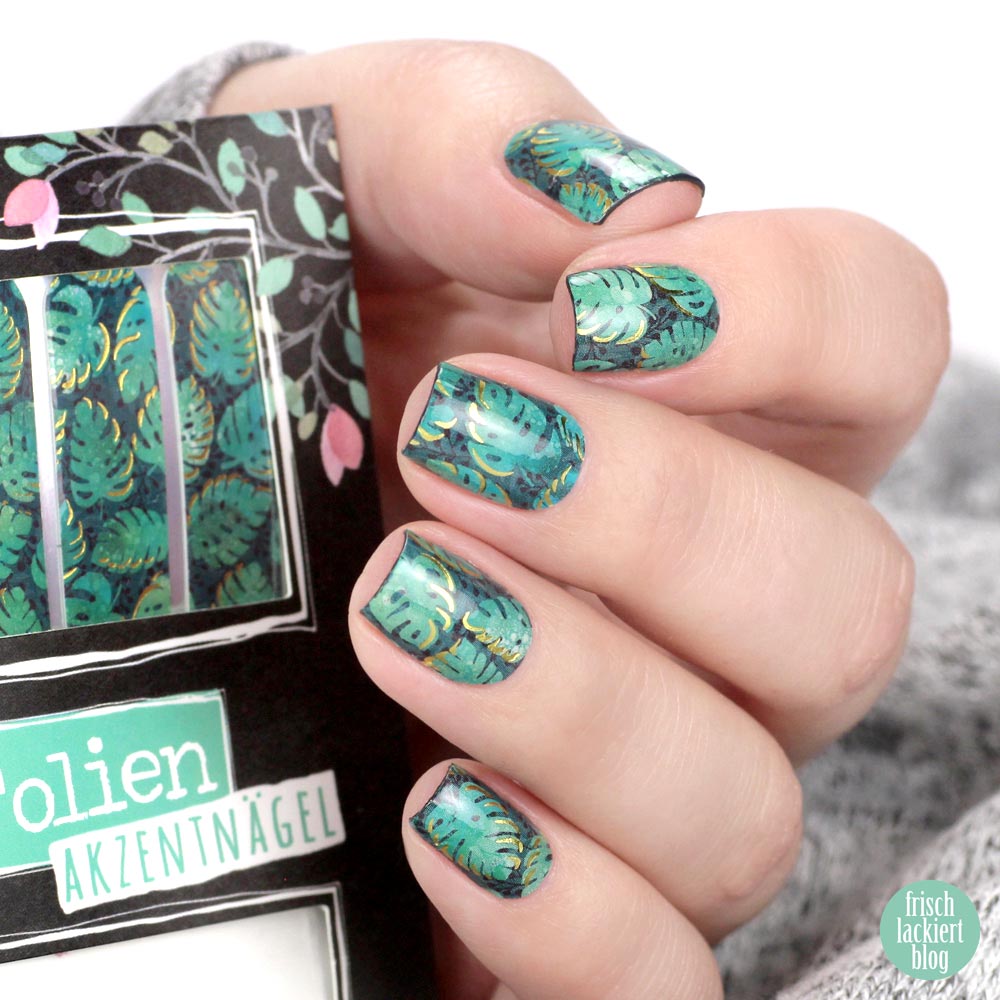 Sticker Gigant Adventskalender 2018 – Nailart Nagelsticker – Monsteragarten – Nageldesign in Grün und Gold – by frischlackiert