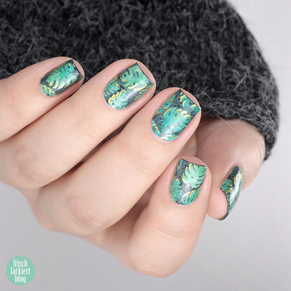 Sticker Gigant Adventskalender 2018 – Nailart Nagelsticker – Monsteragarten – Nageldesign in Grün und Gold – by frischlackiert