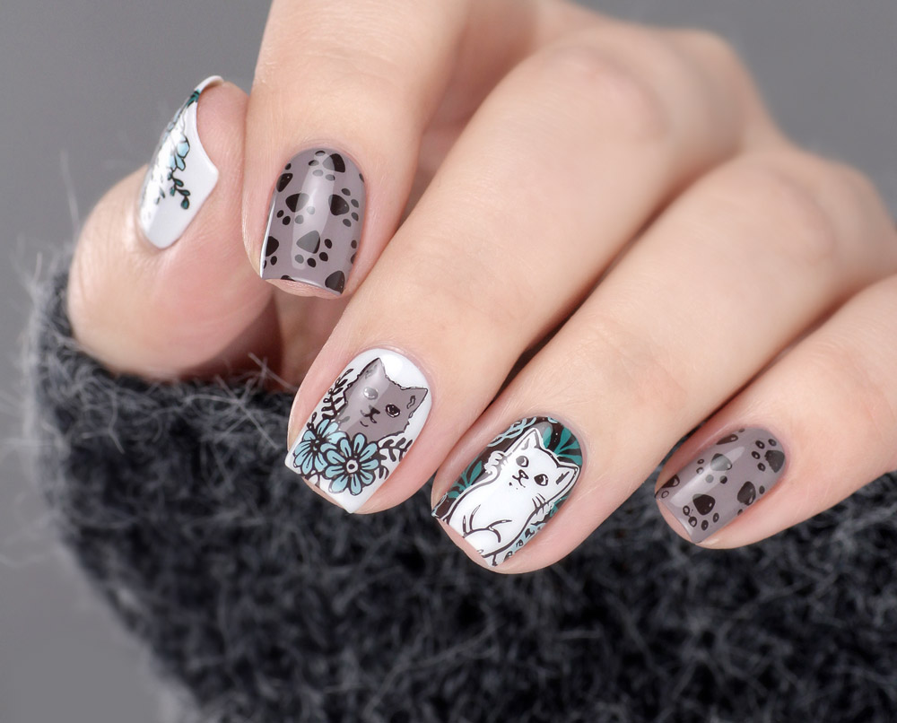 MoYou Stamping Nailart – Katzen Nageldesign – cat nailart – by frischlackiert