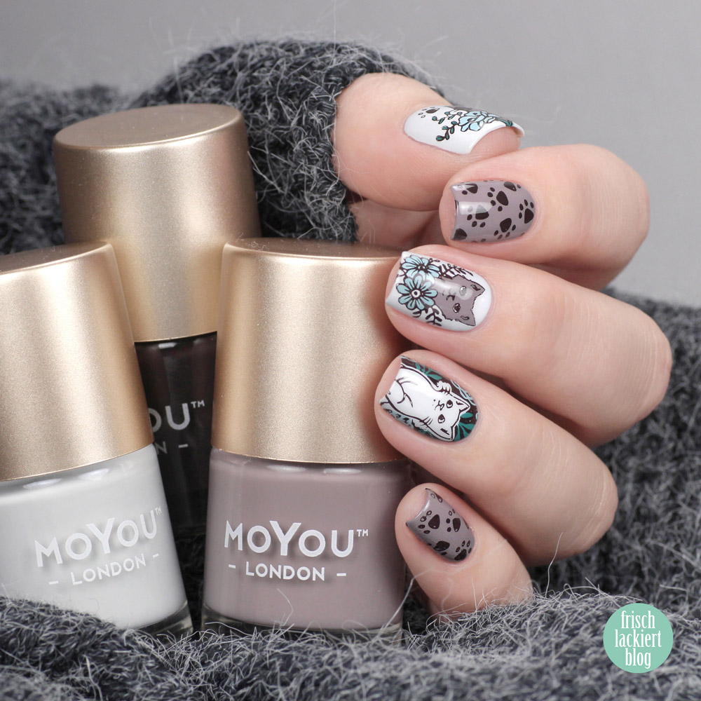 MoYou Stamping Nailart – Katzen Nageldesign – cat nailart – by frischlackiert