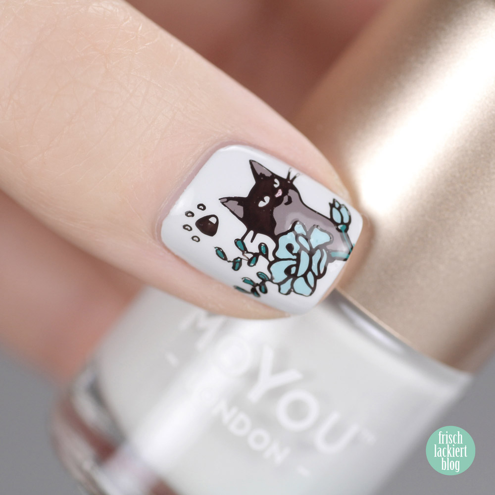 MoYou Stamping Nailart – Katzen Nageldesign – cat nailart – by frischlackiert