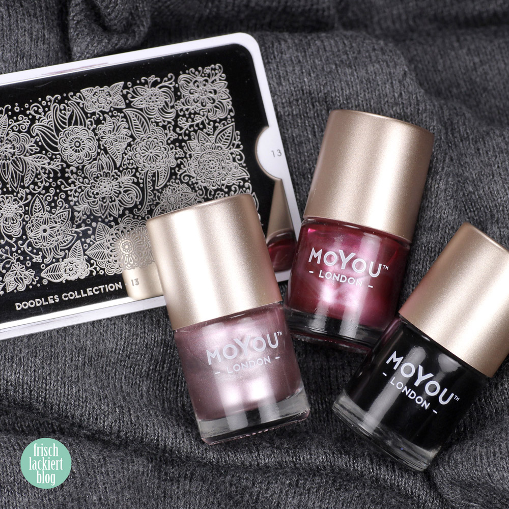 MoYou Stamping Nailart mit Rosa Metallic und Blumen für den Frühling – by frischlackiert