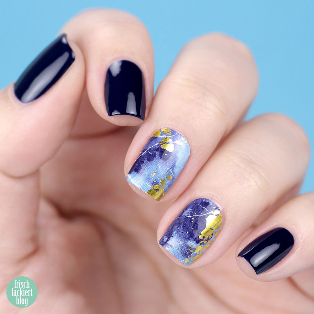 Sticker Gigant Nagelsticker / Nagelfolien – Ozeangold – Marmor Blau Gold Nailart – swatch by frischlackiert