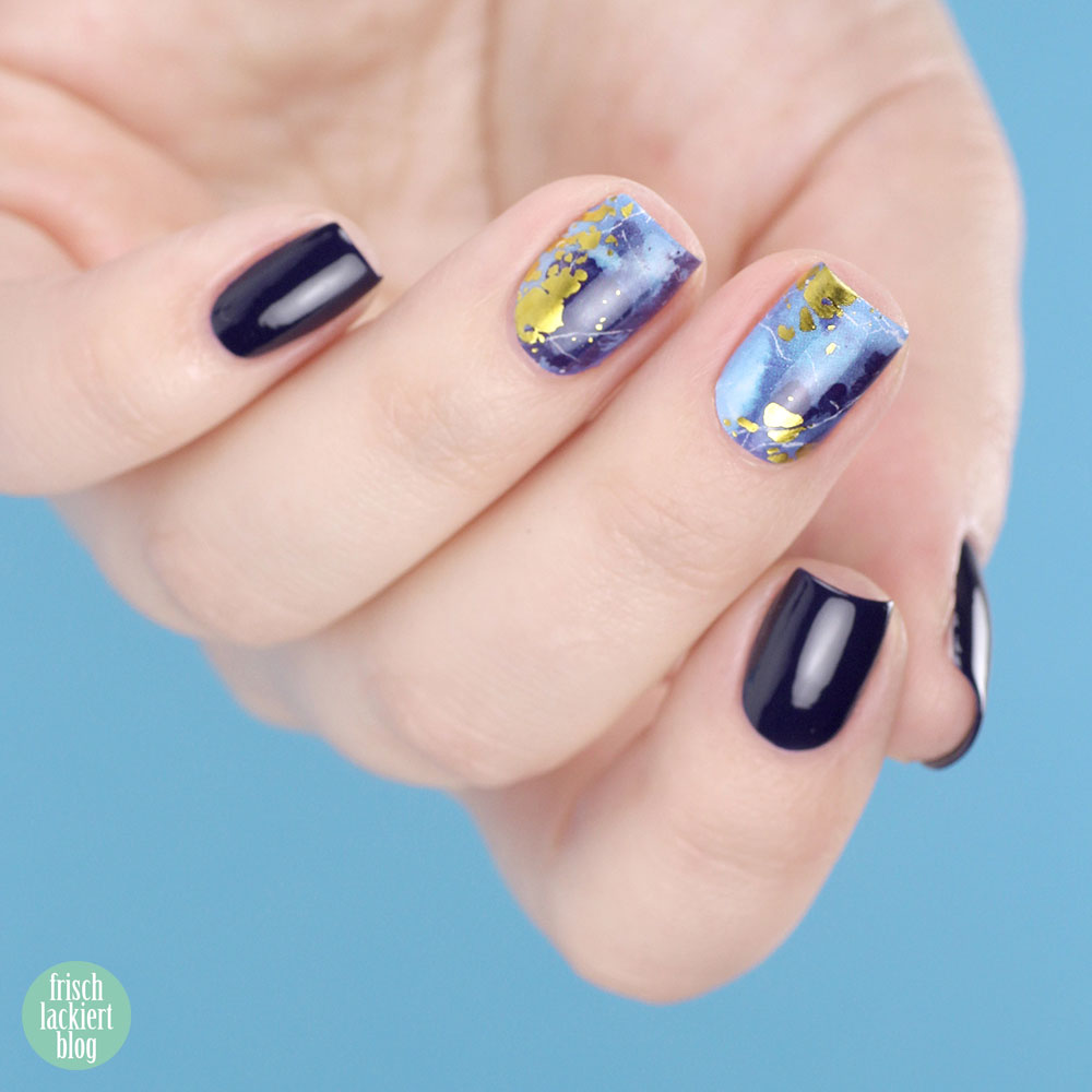 Sticker Gigant Nagelsticker / Nagelfolien – Ozeangold – Marmor Blau Gold Nailart – swatch by frischlackiert