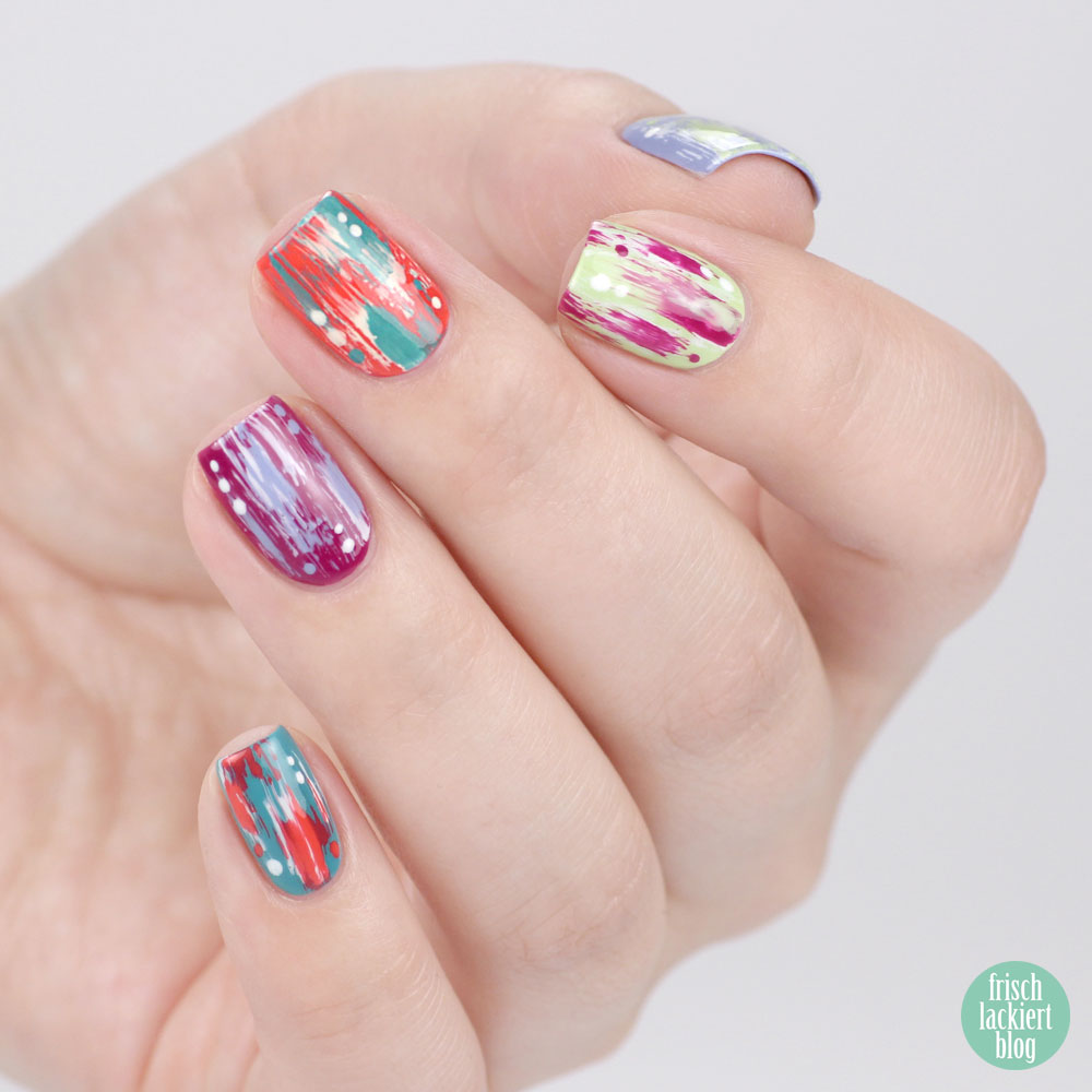 Frischlackiert-Challenge Color Blocking Distressed Nailart – bunte Nägel – Trend Nageldesign – by frischlackiert