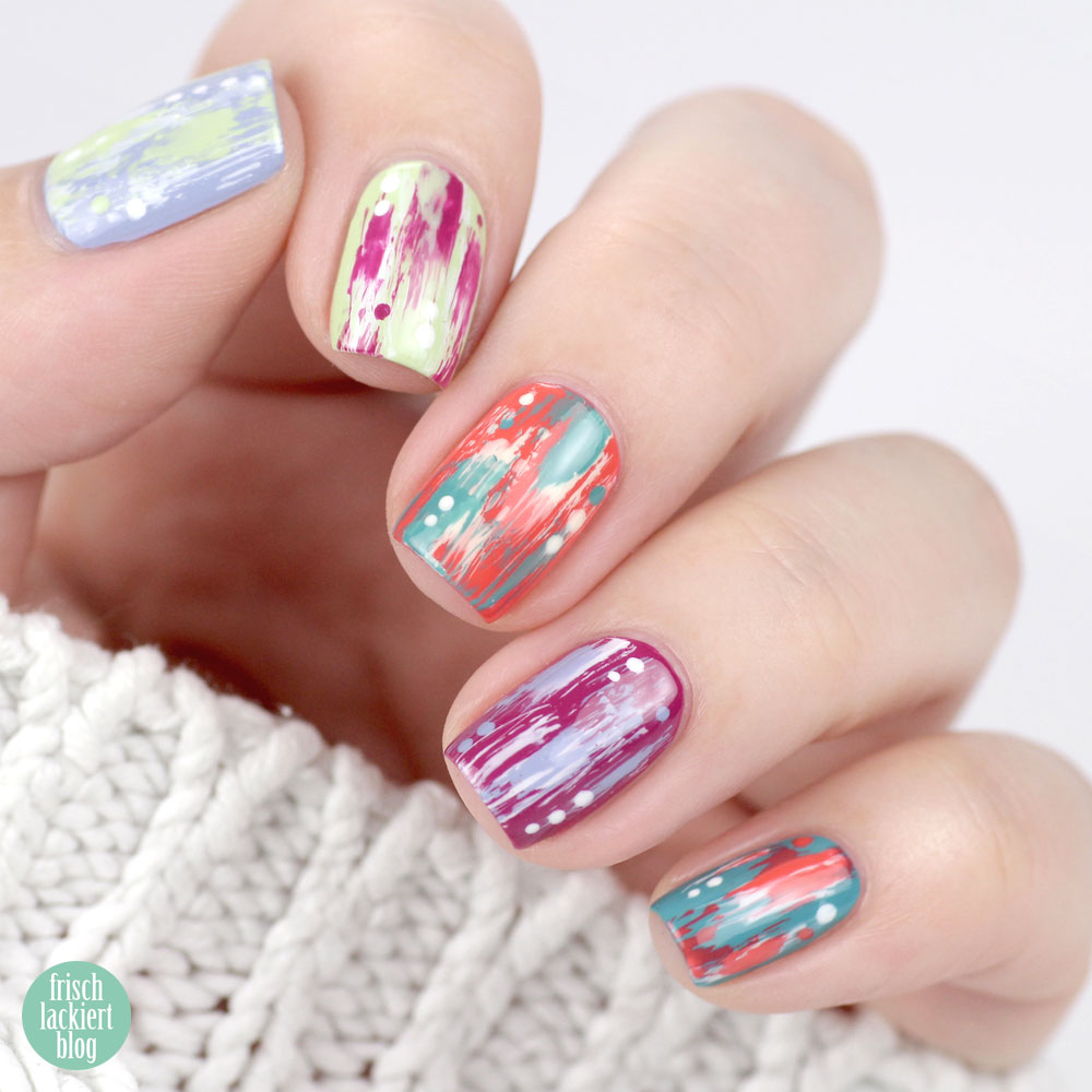 Frischlackiert-Challenge Color Blocking Distressed Nailart – bunte Nägel – Trend Nageldesign – by frischlackiert