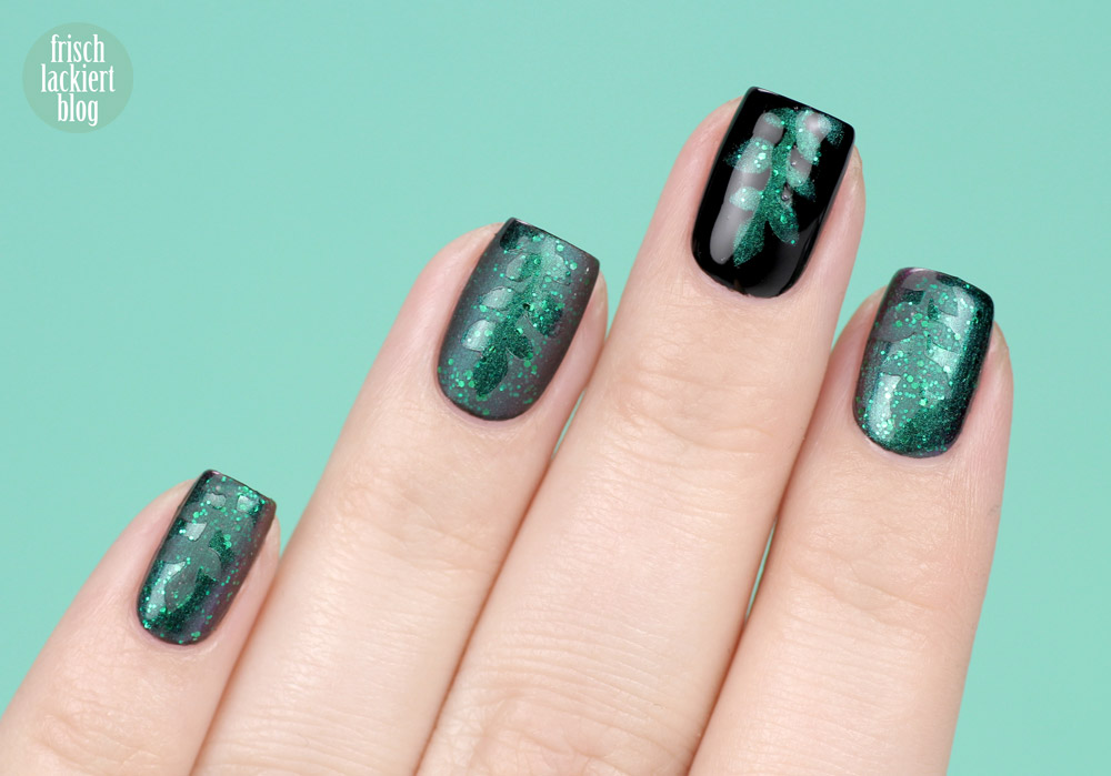 Frischlackiert-Challenge Glänzend und Matt in Grün - Nailart mit Blätter Vinyls – by frischlackiert