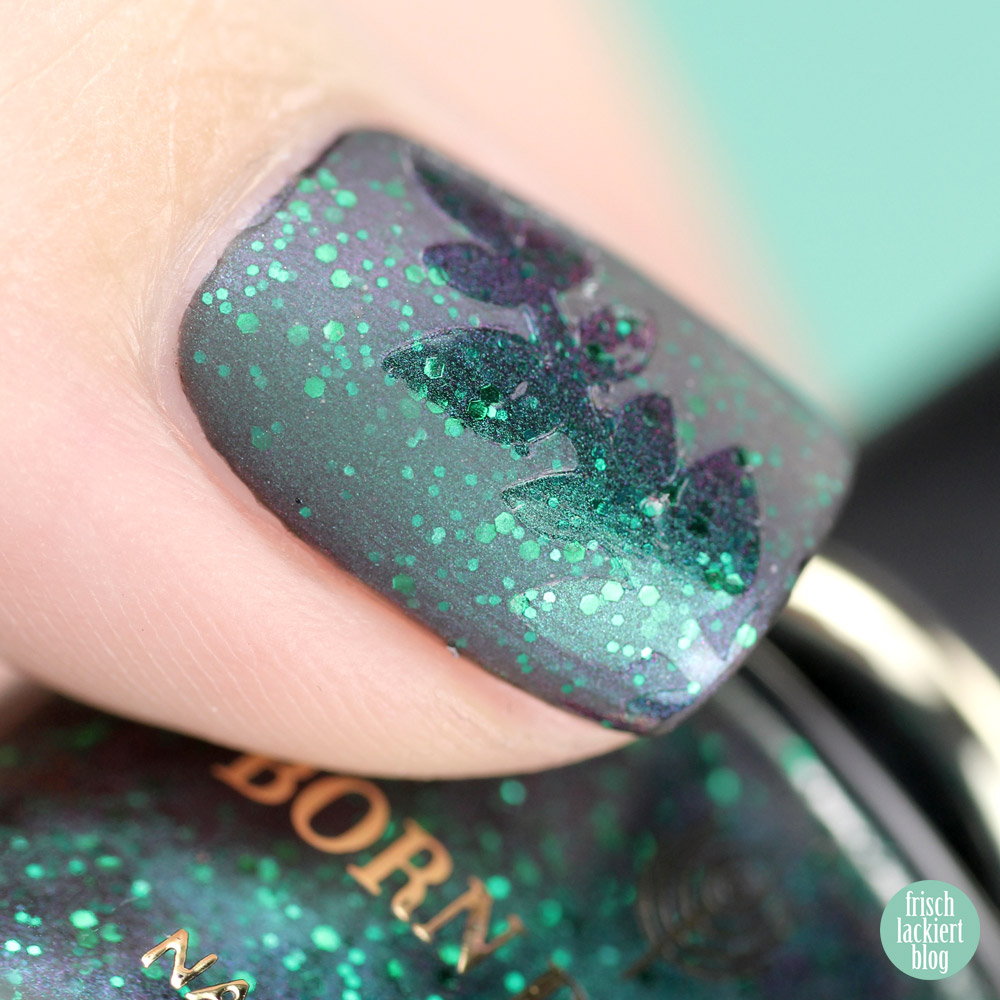 Frischlackiert-Challenge Glänzend und Matt in Grün - Nailart mit Blätter Vinyls – by frischlackiert