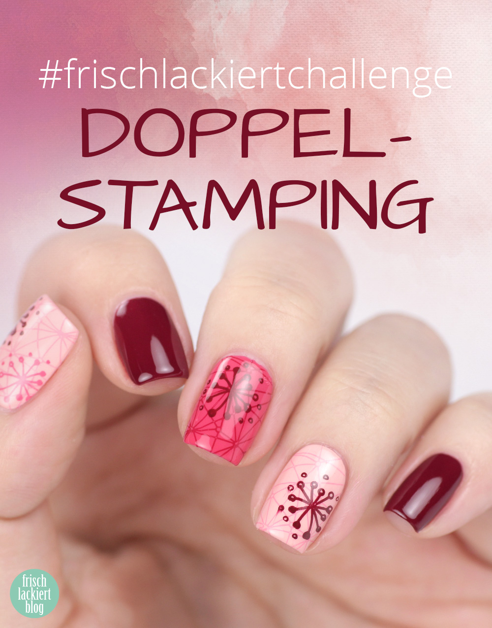 Frischlackiert-Challenge Doppelstamping Nailart mit grafischen Blumen – by frischlackiert
