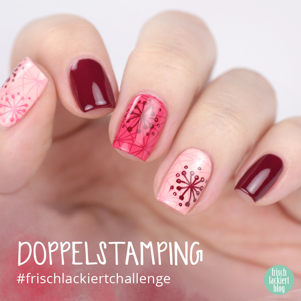 Frischlackiert-Challenge Doppelstamping Nailart mit grafischen Blumen – by frischlackiert