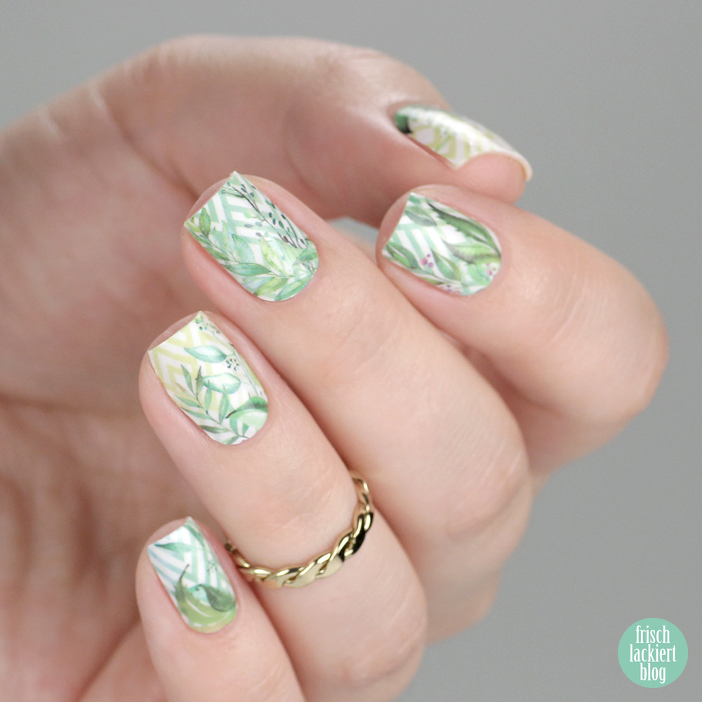 Sticker Gigant Nagelsticker Wiesengrün / Design by Lackschaft.de / Nailart mit Blättern für den Frühling und Sommer – swatch by frischlackiert