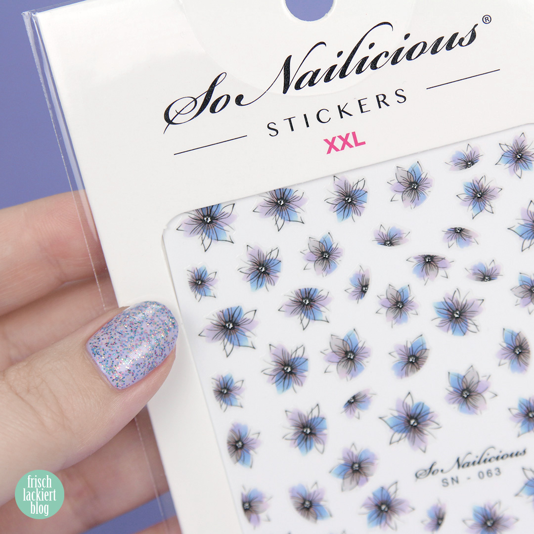 Dreamy Ink Floral Nail Stickers von So Nailicious – Blumen Nailart mit Glitzer Flieder – by frischlackiert