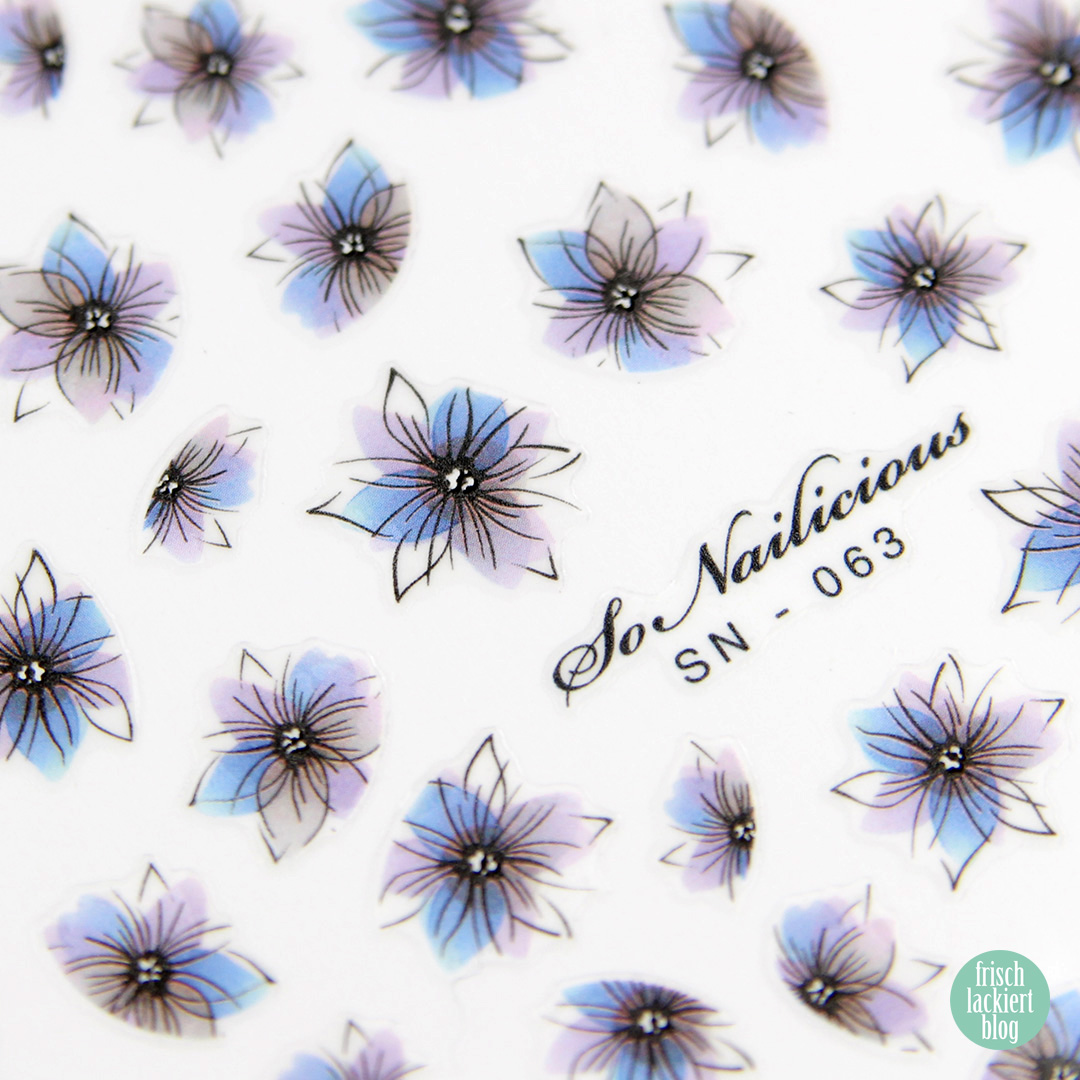 Dreamy Ink Floral Nail Stickers von So Nailicious – Blumen Nailart mit Glitzer Flieder – by frischlackiert