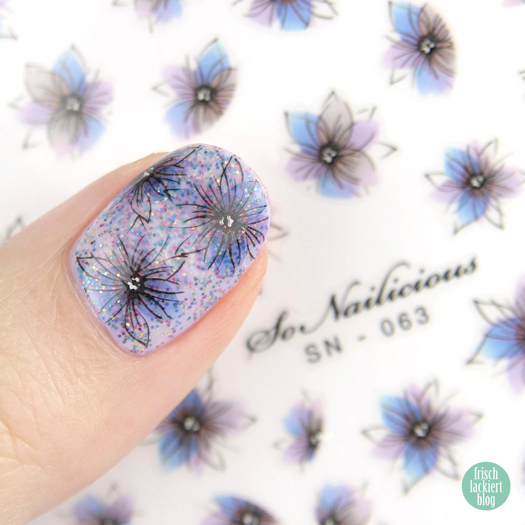 Dreamy Ink Floral Nail Stickers von So Nailicious – Blumen Nailart mit Glitzer Flieder – by frischlackiert