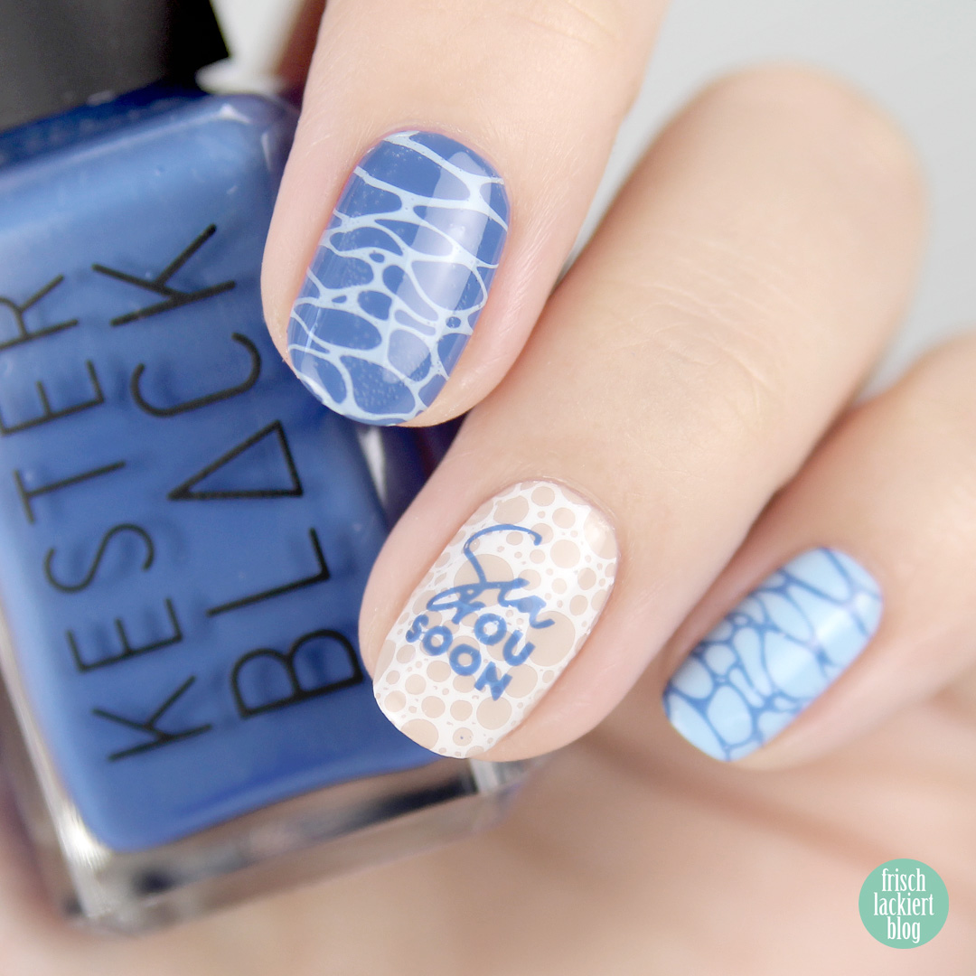 Beach Nails mit Kester Black – Sea Ocean Nailart MoYou Summer Lovin 06 – Sommer Nailart – by frischlackiert