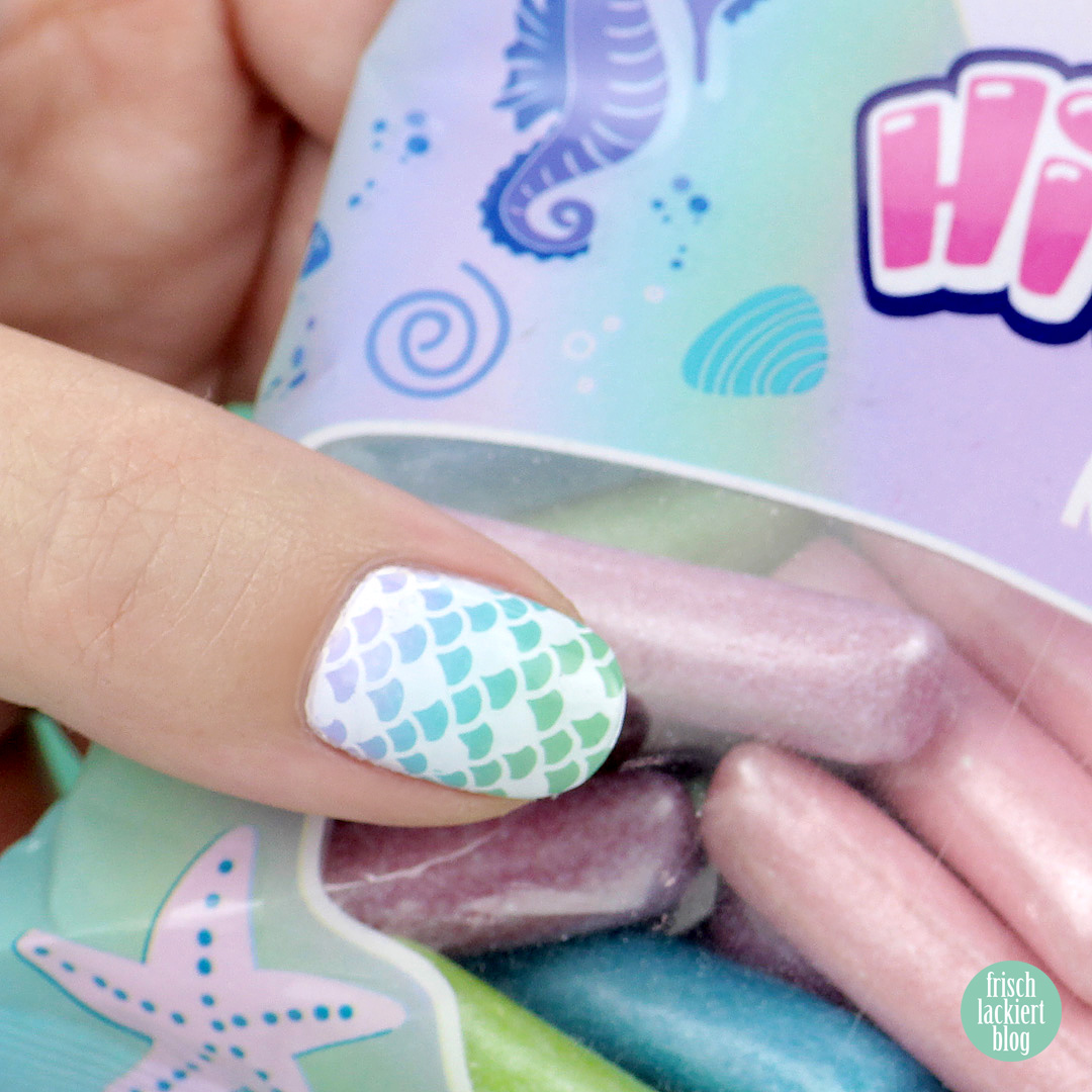 Mermaid Nailart – Meerjungfrauen Gradient mit Stamping – inspiriert von Hitschler – by frischlackiert