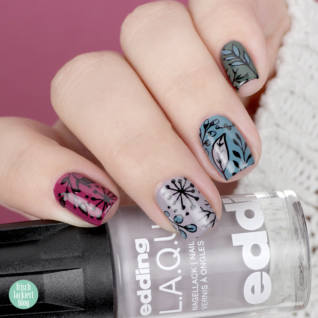 YpsLackiertChallenge – Herbststimmung Stamping Nailart – fall nails – flower stamping – by frischlackiert