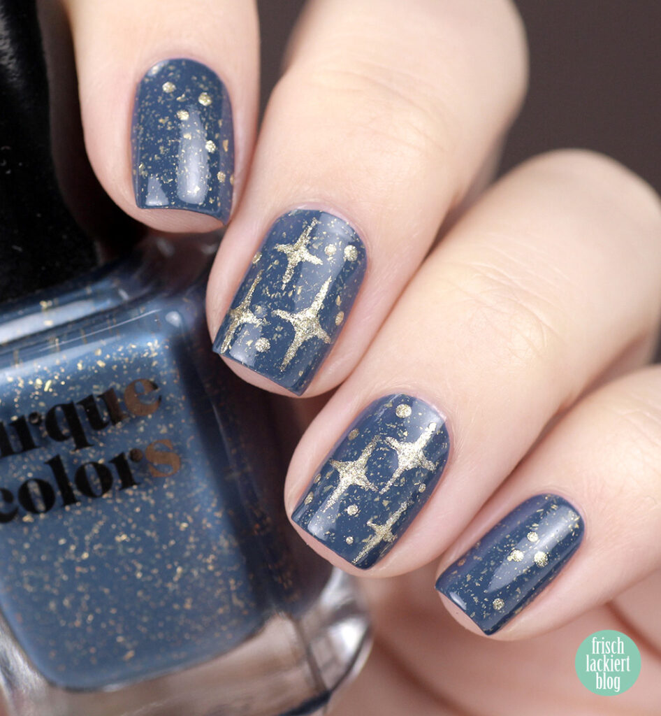 YpslackiertChallenge _ Sternenglanz Nailart – golden stars – by frischlackiert