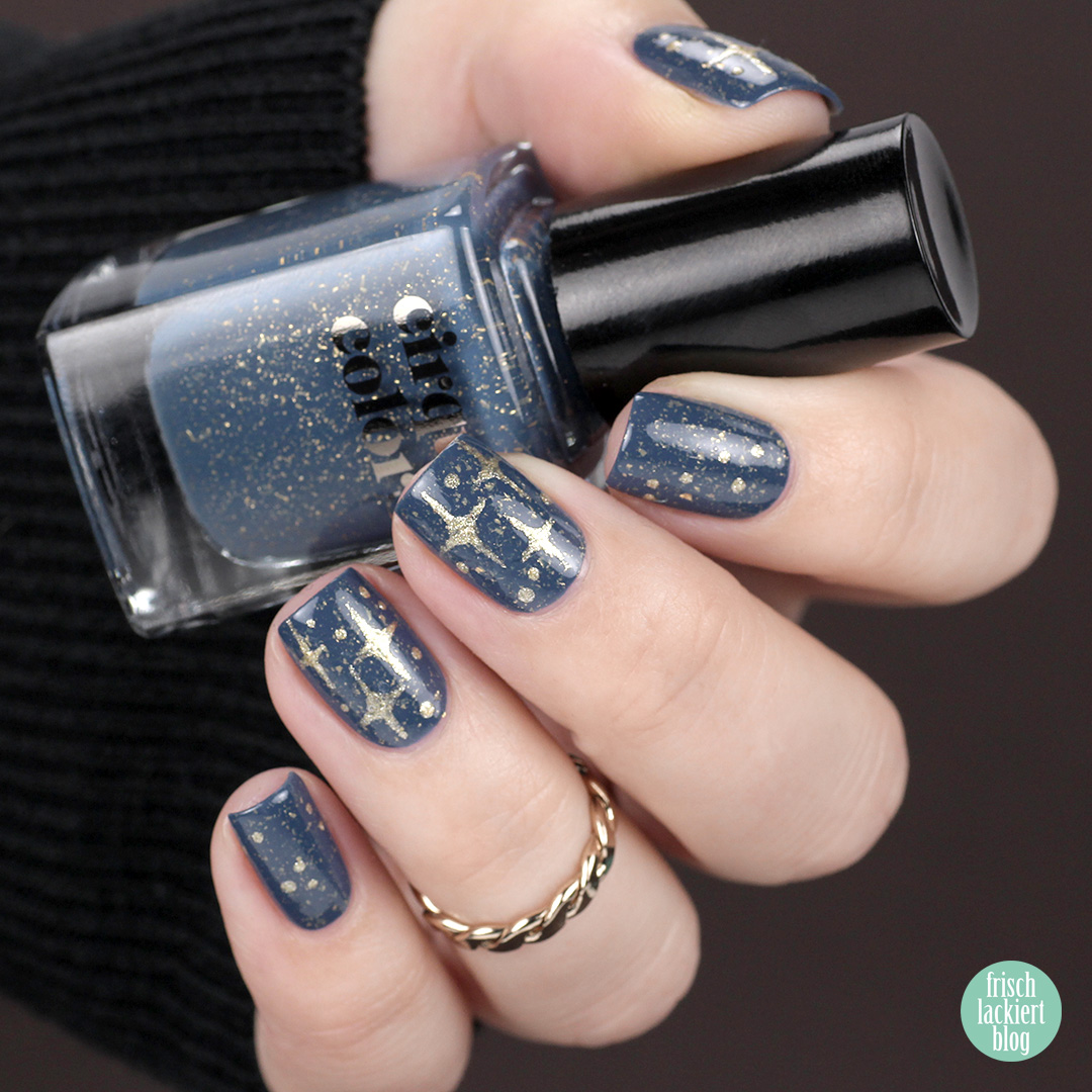 YpslackiertChallenge _ Sternenglanz Nailart – golden stars – by frischlackiert