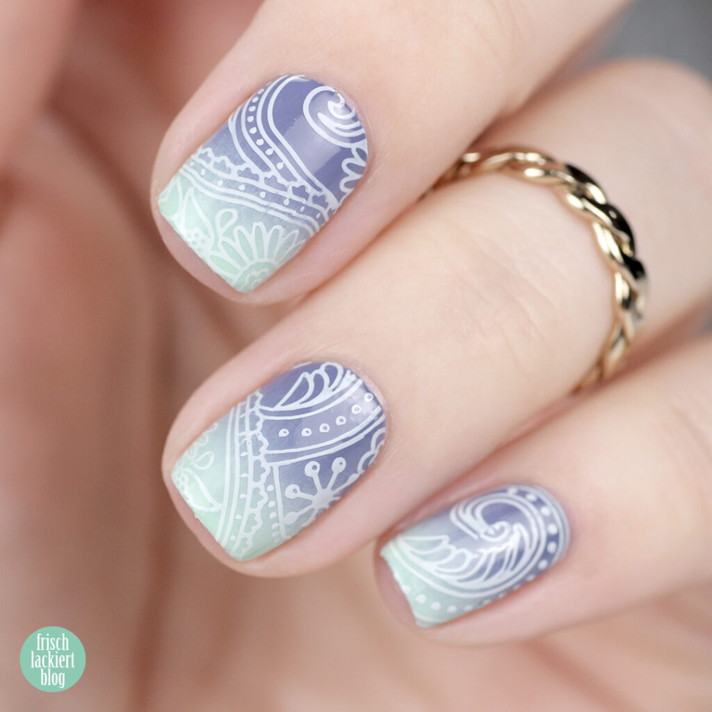 spring gradient stamping nail art - by frischlackiert