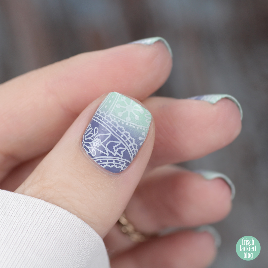 spring gradient stamping nail art - by frischlackiert