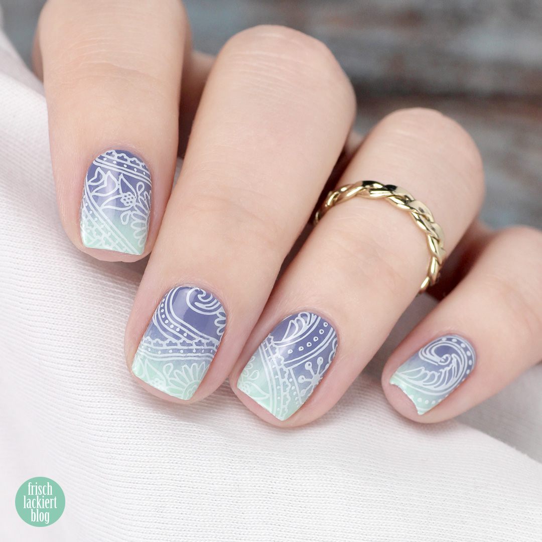 spring gradient stamping nail art - by frischlackiert