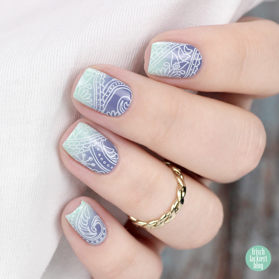 spring gradient stamping nail art - by frischlackiert