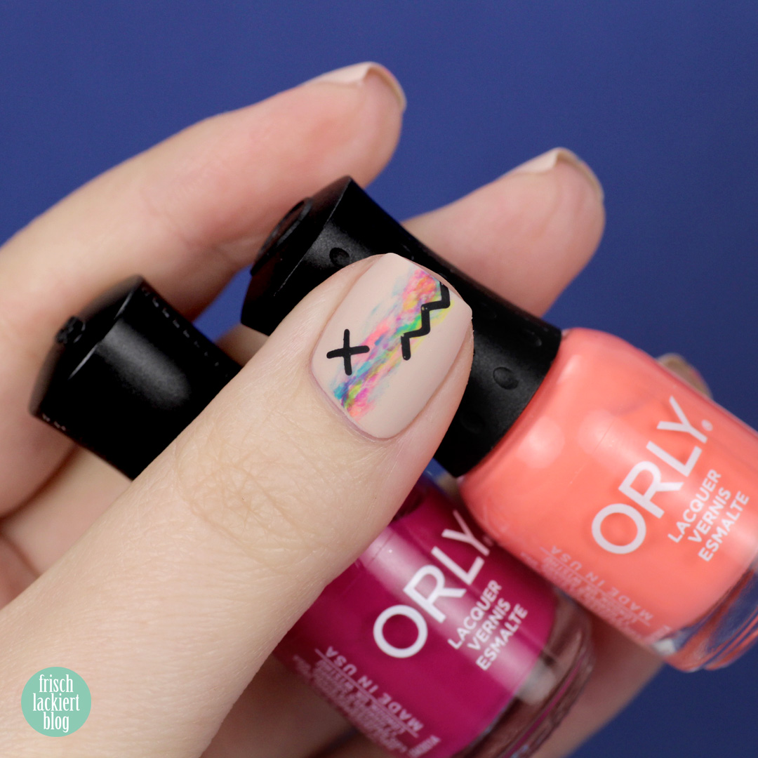Frischlackiert Challenge – Nude und Neon Nailart mit schwarzem Stamping – by frischlackiert