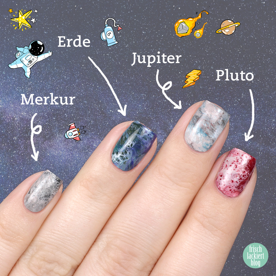 Frischlackiert-Challenge out of pace nails art - fluid nails - planet surface – by frischlackiert