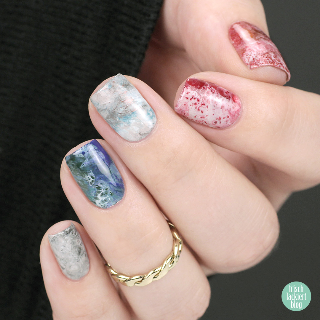 Frischlackiert-Challenge out of pace nails art - fluid nails - planet surface – by frischlackiert