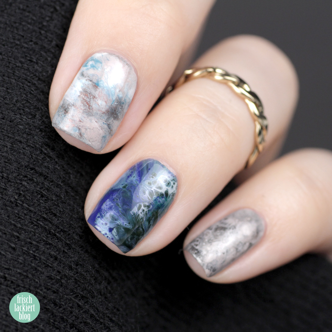 Frischlackiert-Challenge out of pace nails art - fluid nails - planet surface – by frischlackiert