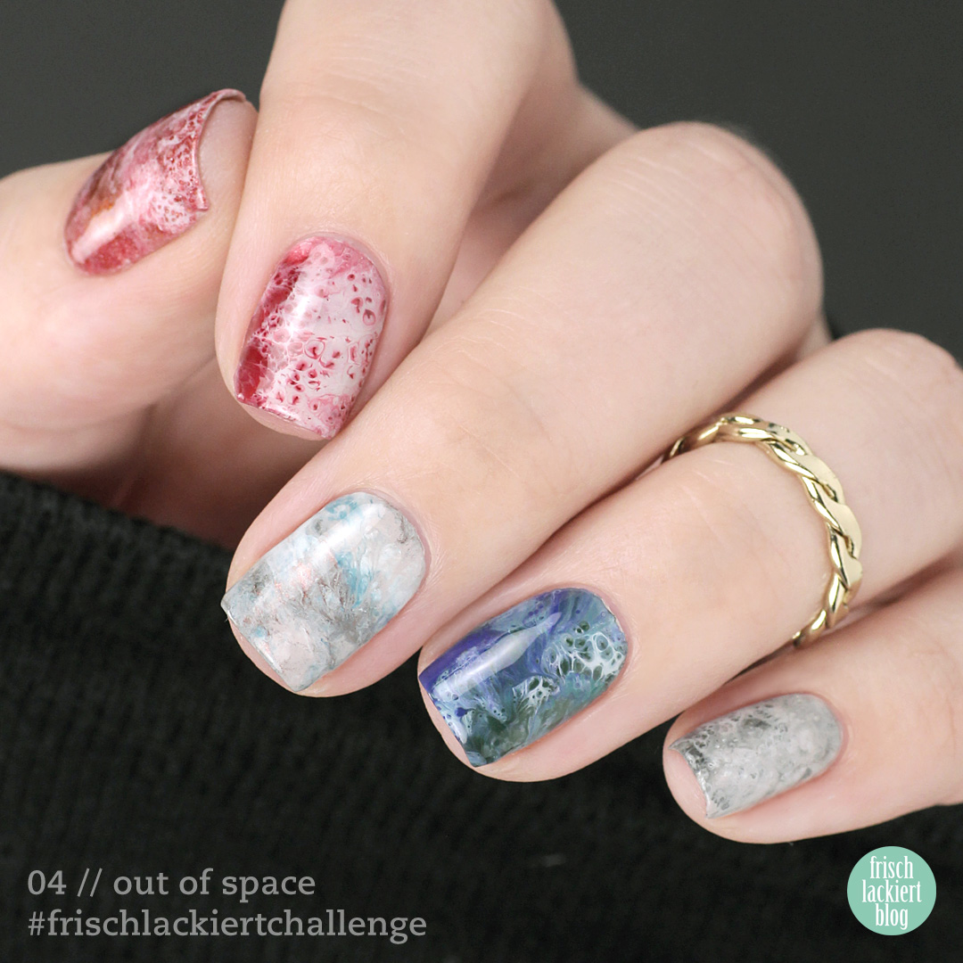 Frischlackiert-Challenge out of pace nails art - fluid nails - planet surface – by frischlackiert