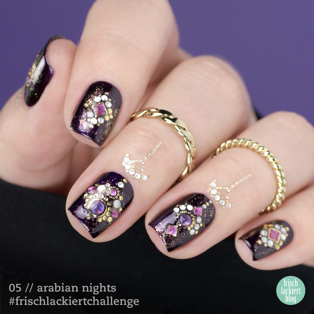 FrischlackiertChallenge – Arabian Nights Nailart – Jolifin Strass-Sticker Nr. 27 - by frischlackiert