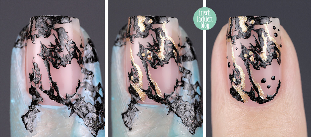 Frischlackiert-Challenge Black & Gold Negative Space Cutout Marble Nailart - by frischlackiert