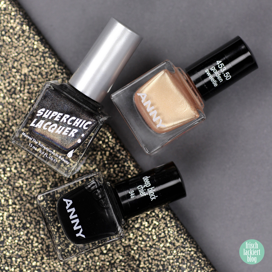 Frischlackiert-Challenge Black & Gold Negative Space Cutout Marble Nailart - by frischlackiert