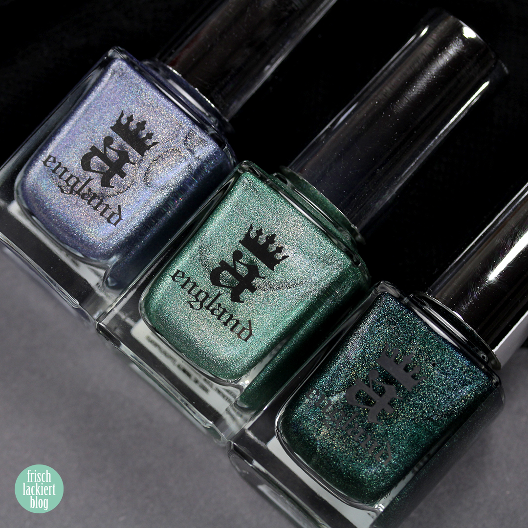Green Grey Gradient Nails – A-England Holo – by frischlackiert